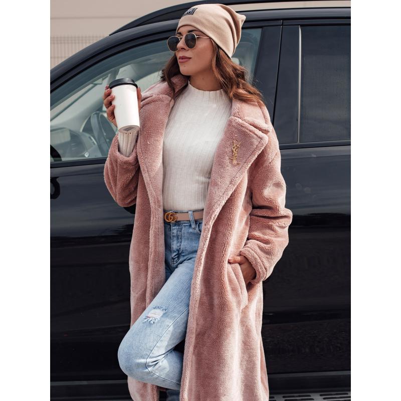 Dámský zimní kabát GLAMFUR dlouhý kožich růžový