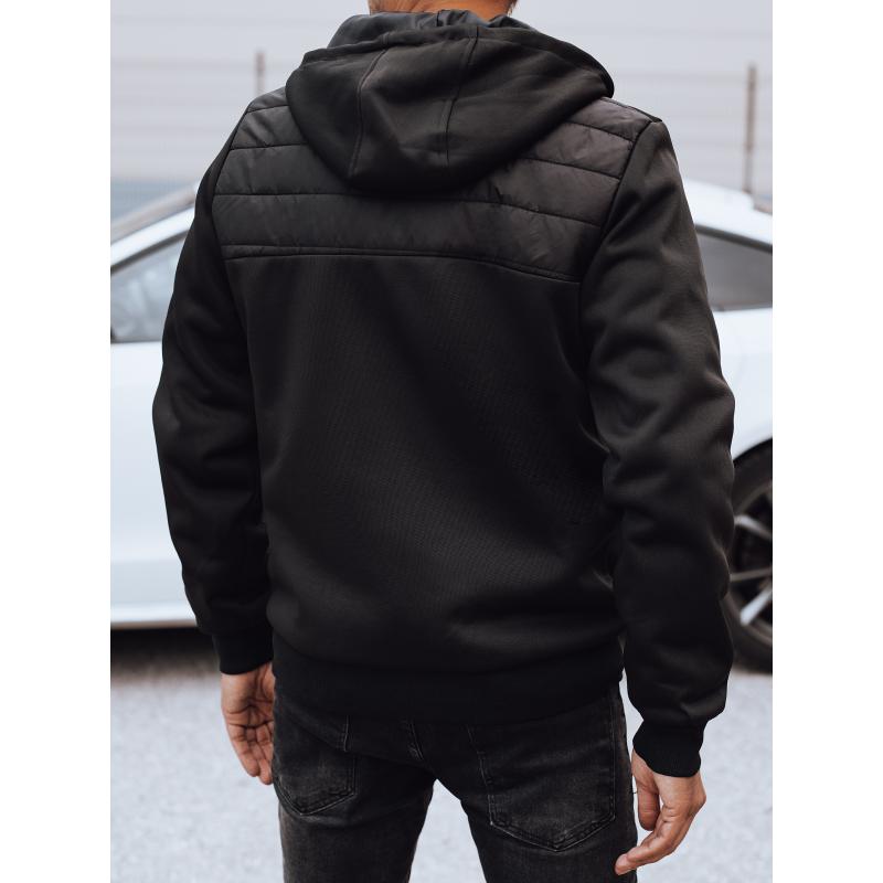 Férfi átmeneti steppelt kabát kapucnival, fekete