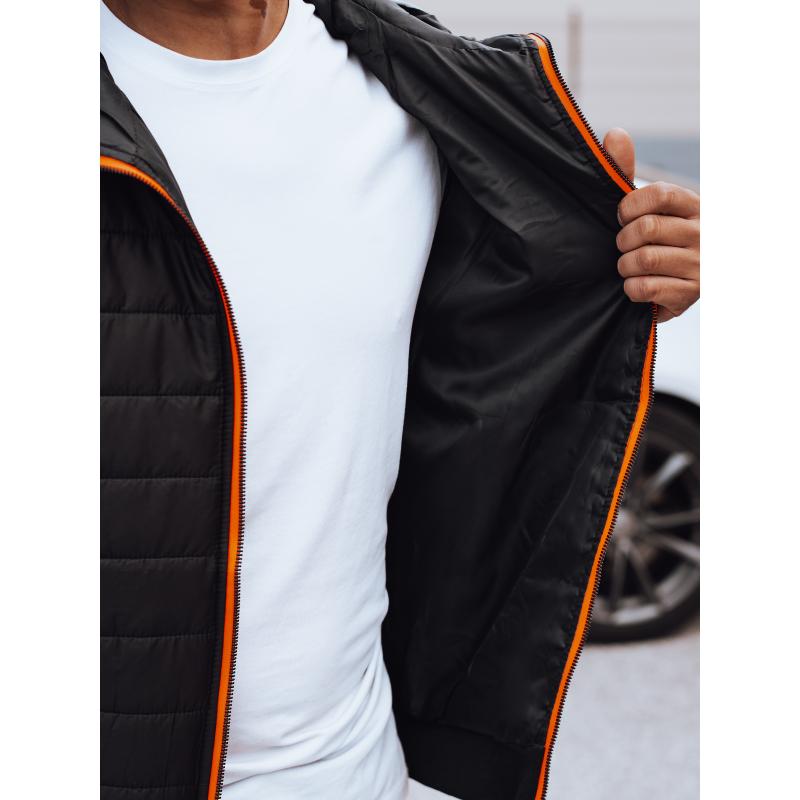 Férfi átmeneti steppelt kabát kapucnival világosszürke