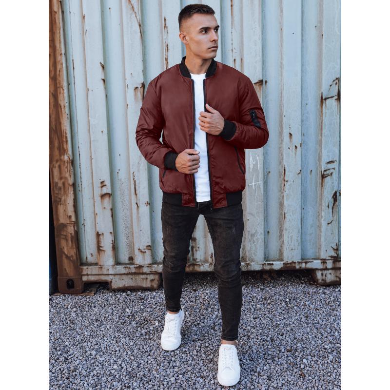 Pánská bunda bomber s kapucí bordó