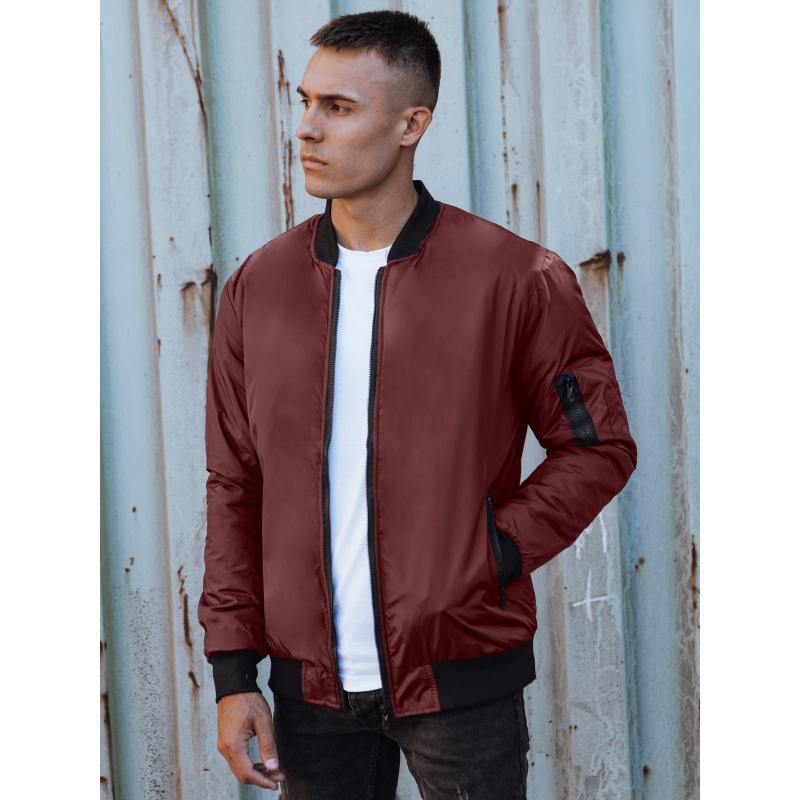 Pánská bunda bomber s kapucí bordó