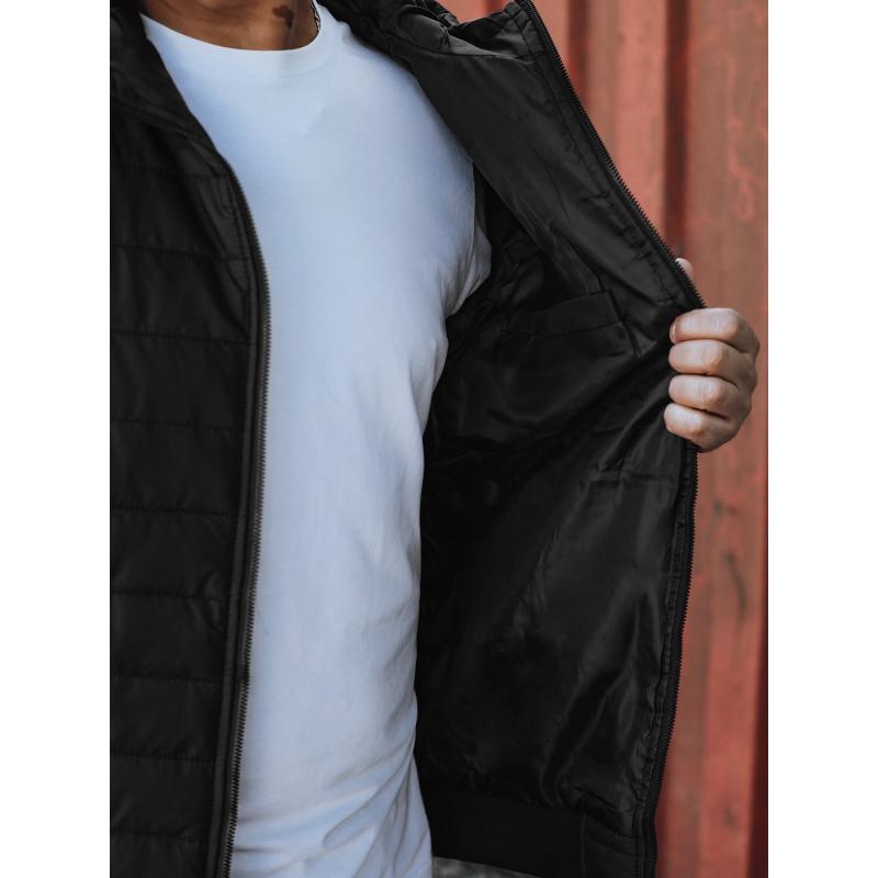 Pánská přechodná bunda prošívaná s kapucí černá