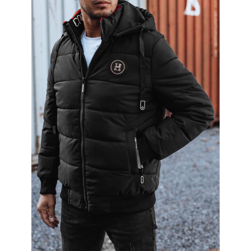 Pánská zimní bunda prošívaná s kapucí černá