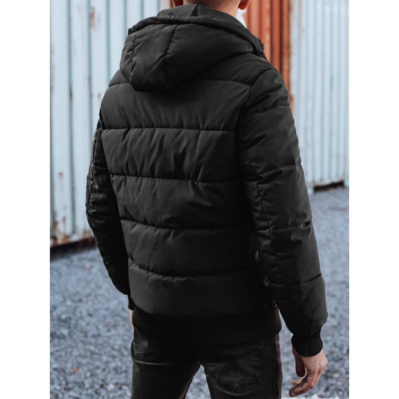 Pánská zimní bunda prošívaná s kapucí černá