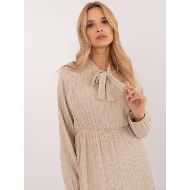 Dámské šaty s volánem rozšířené OCH BELLA béžové 