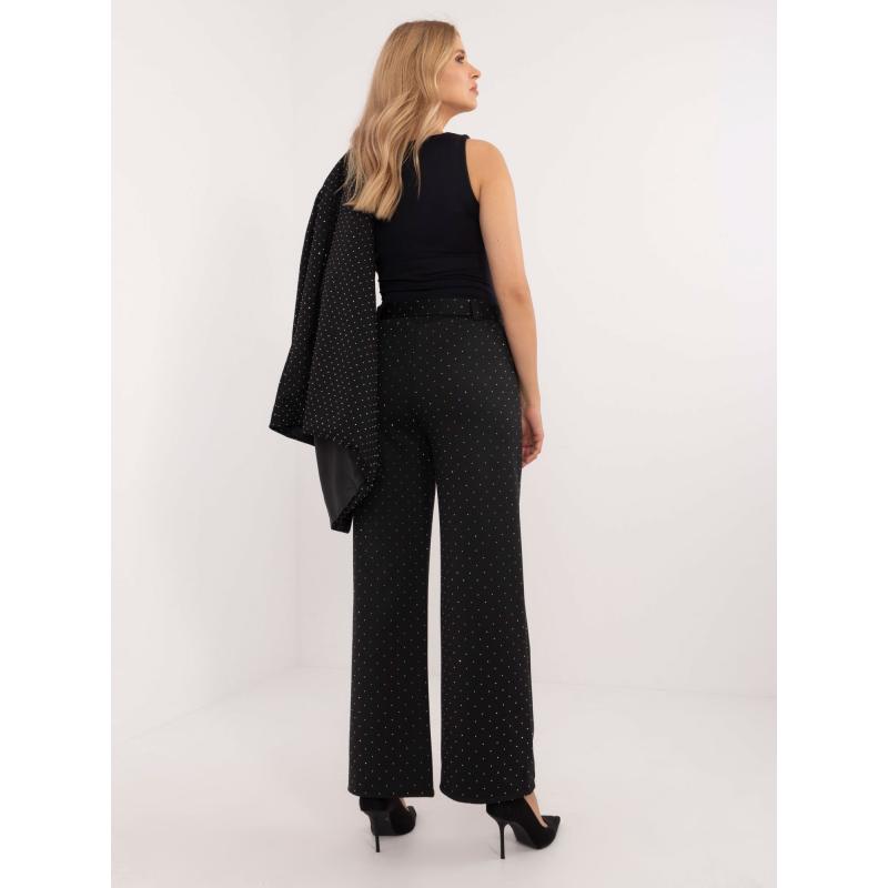 Női szövetnadrág övvel fekete