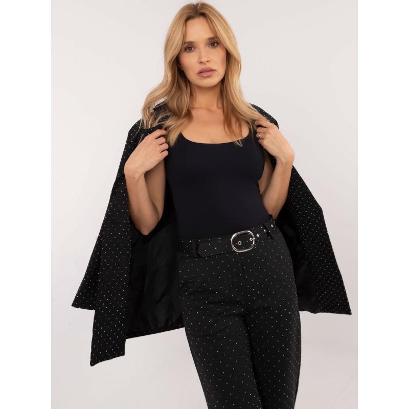 Női szövetnadrág övvel fekete