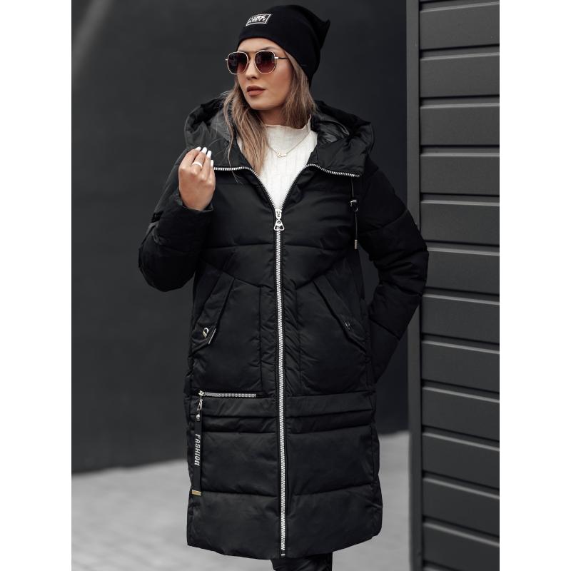 Dámska zimná bunda NORFFI dlhá prešívaná s kapucňou čierna