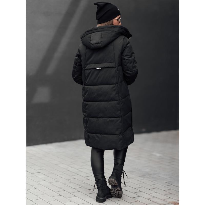 Dámska zimná bunda NORFFI dlhá prešívaná s kapucňou čierna