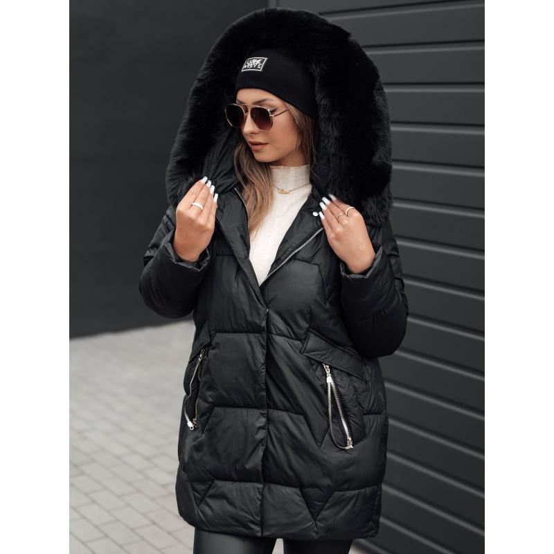 Dámská zimní bunda FROSTYFIT prošívaná s kapucí černá