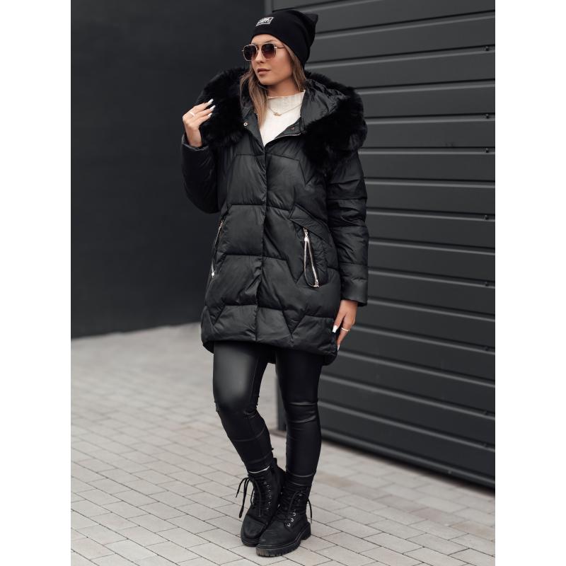 Dámská zimní bunda FROSTYFIT prošívaná s kapucí černá