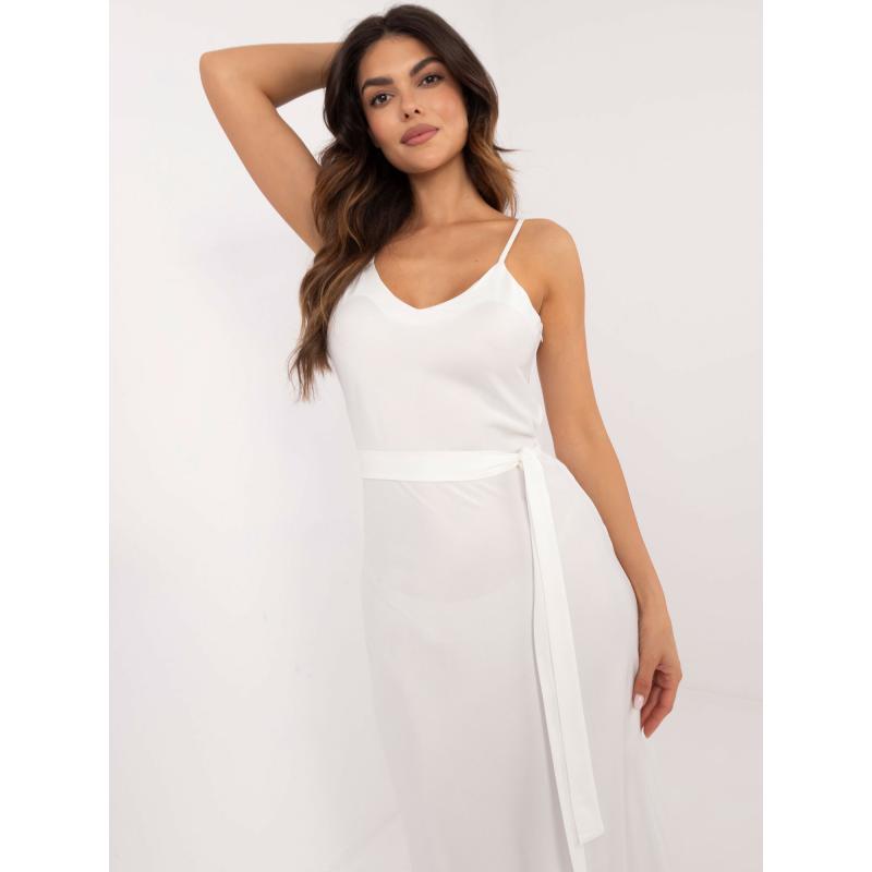 Šaty v barvě ecru s rozparkem