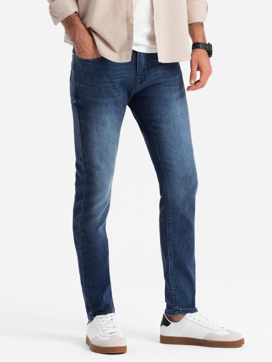 Pánské přiléhavé džínové kalhoty SLIM FIT s elastanem - modré