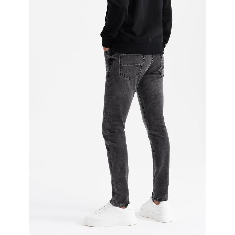 Pánské džínové kalhoty SLIM FIT s elastanem na míru - grafitová barva