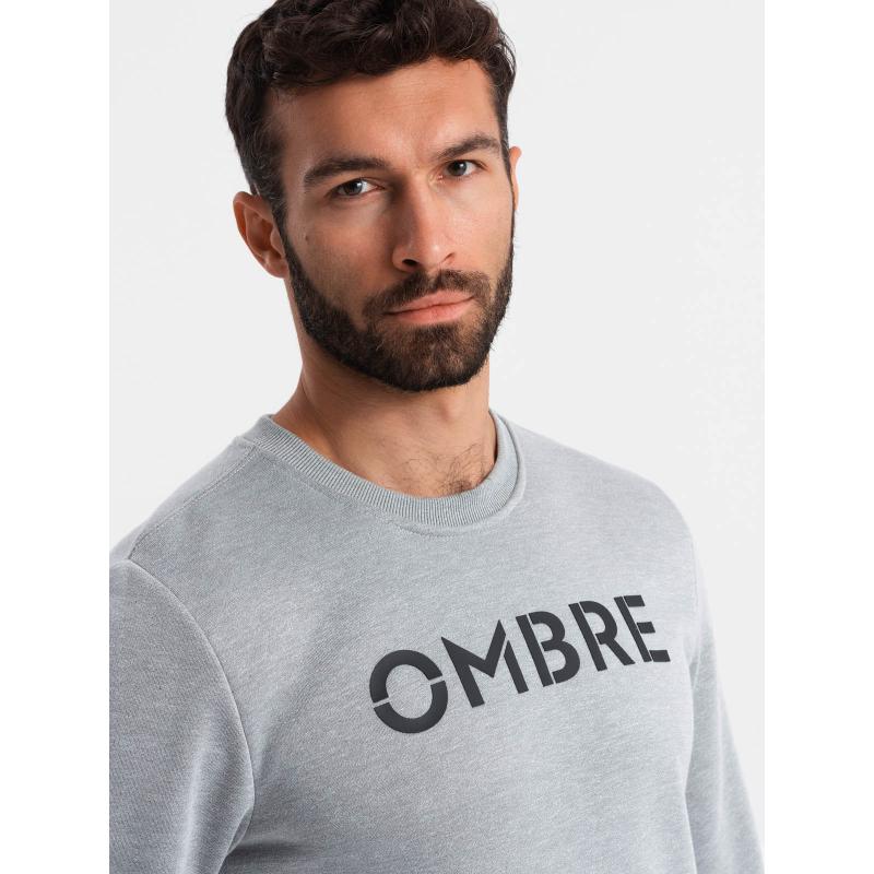 Klasická pánská mikina s nápisem - šedý melír