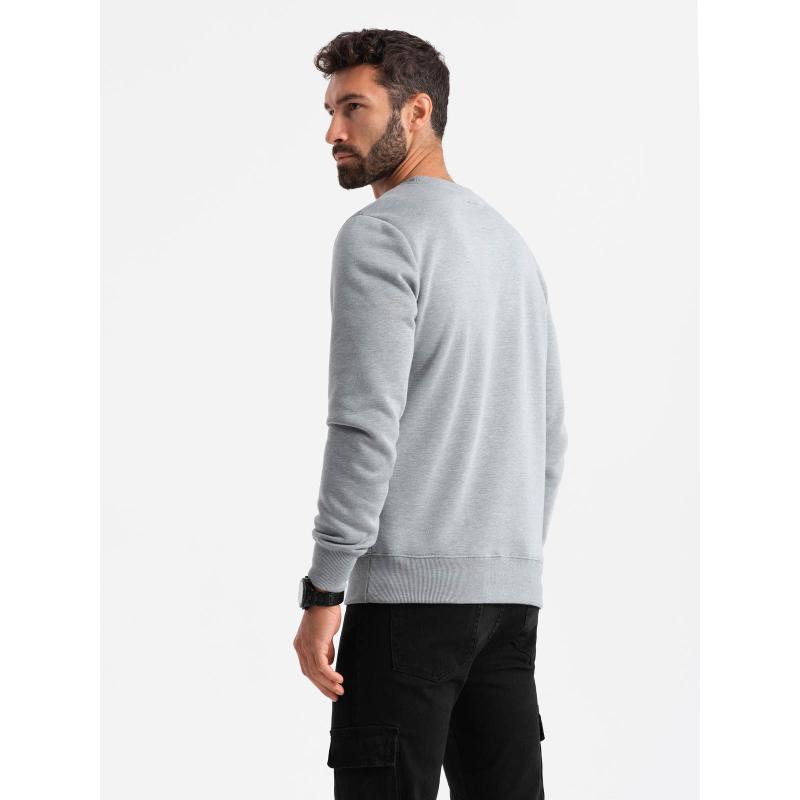 Klasická pánská mikina s nápisem - šedý melír