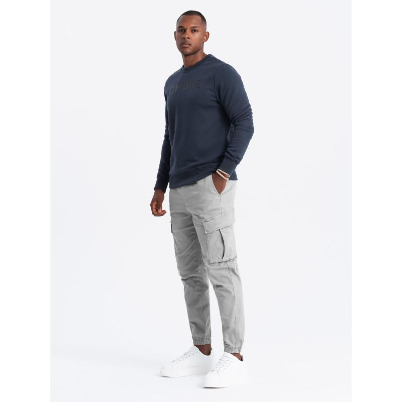 Klasszikus férfi kapucnis pulóver felirattal - tengerészkék