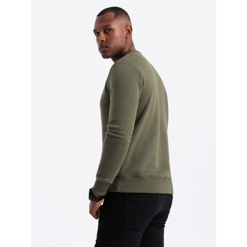 Klasická pánská mikina s nápisem - tmavě olivová