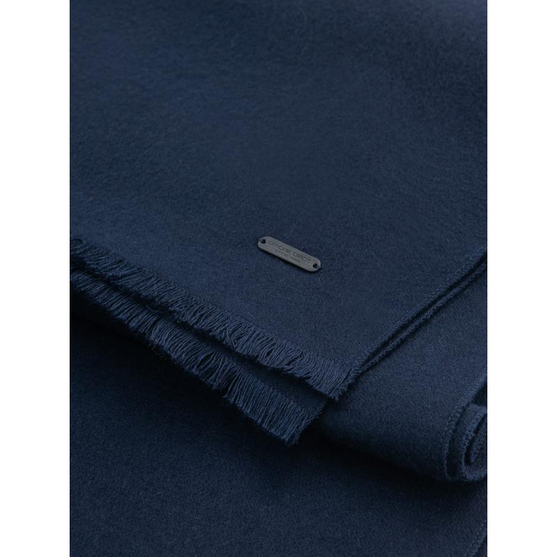 Jednobarevná pánská šála se střapci - tmavě modrá