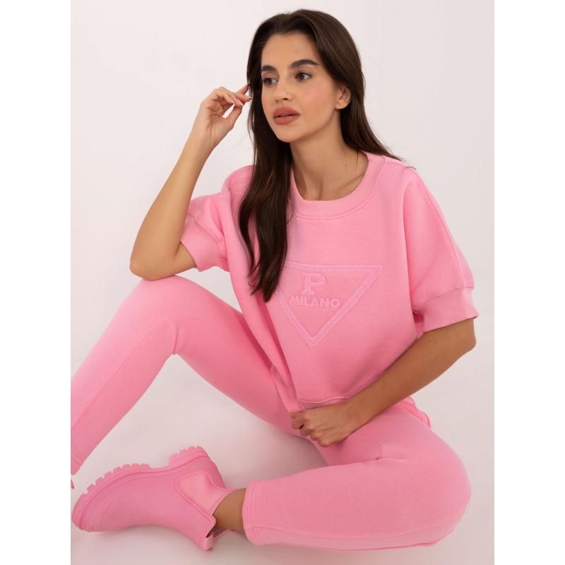 Růžová dvoudílná mikinová souprava se zateplením