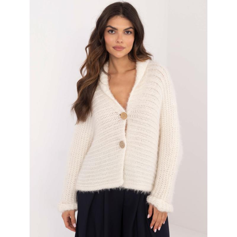 Ecru rozepínací svetr volného střihu OCH BELLA