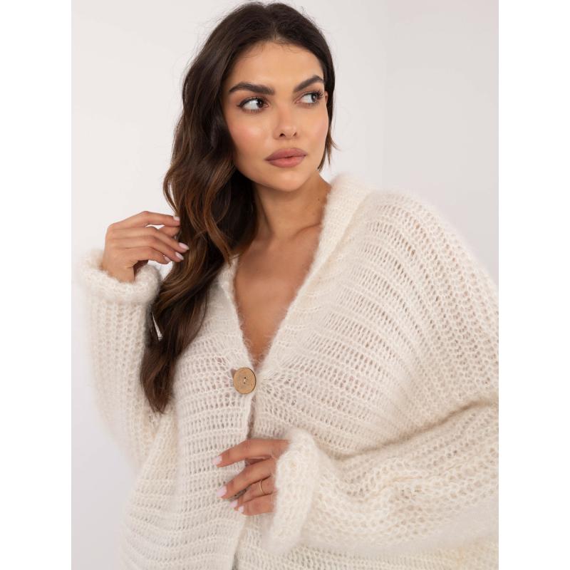 Ecru rozepínací svetr volného střihu OCH BELLA