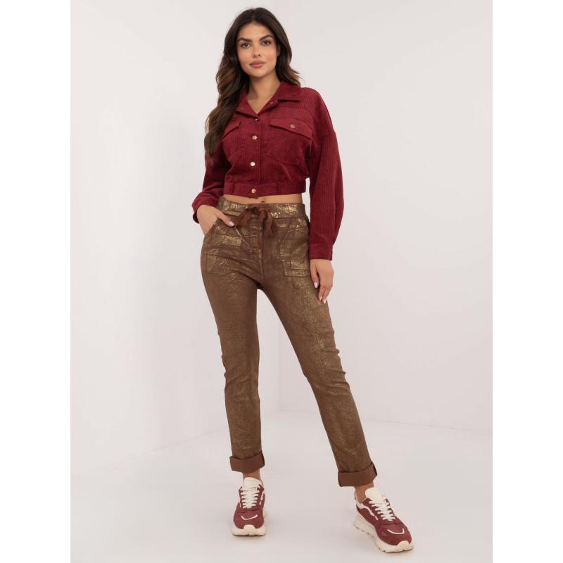 Barna női fényes szövetnadrág