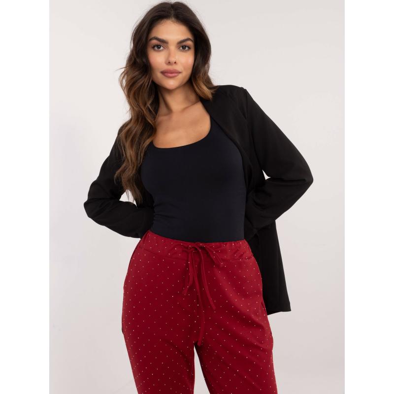 Bordó elegantní kalhoty s kamínky