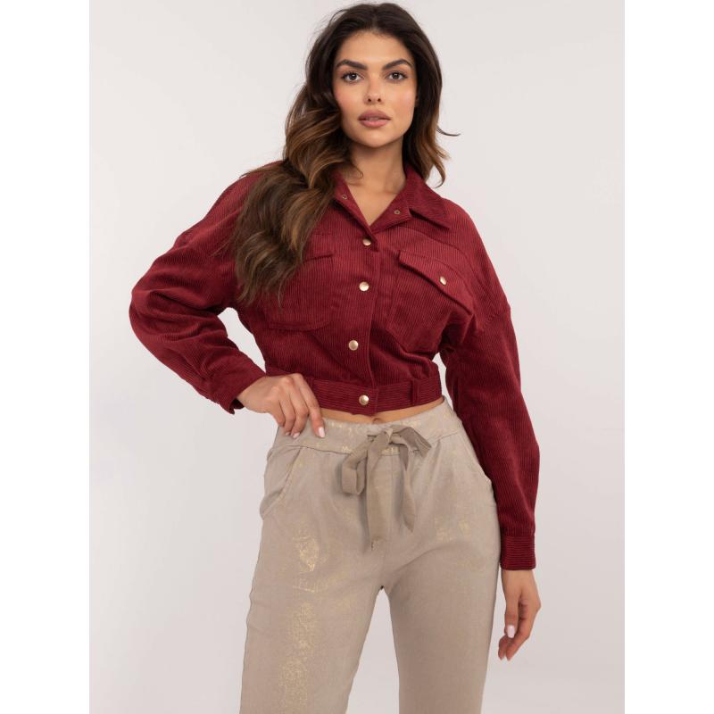 Béžové kalhoty z lesklé látky s kapsami