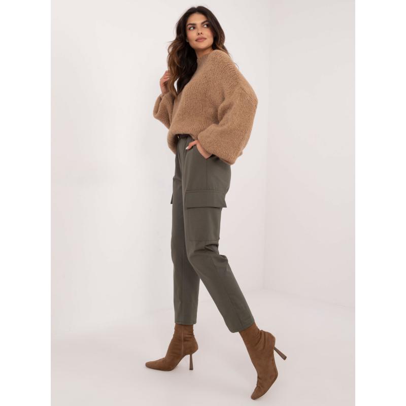 Khaki dámské cargo kalhoty s páskem OCH BELLA