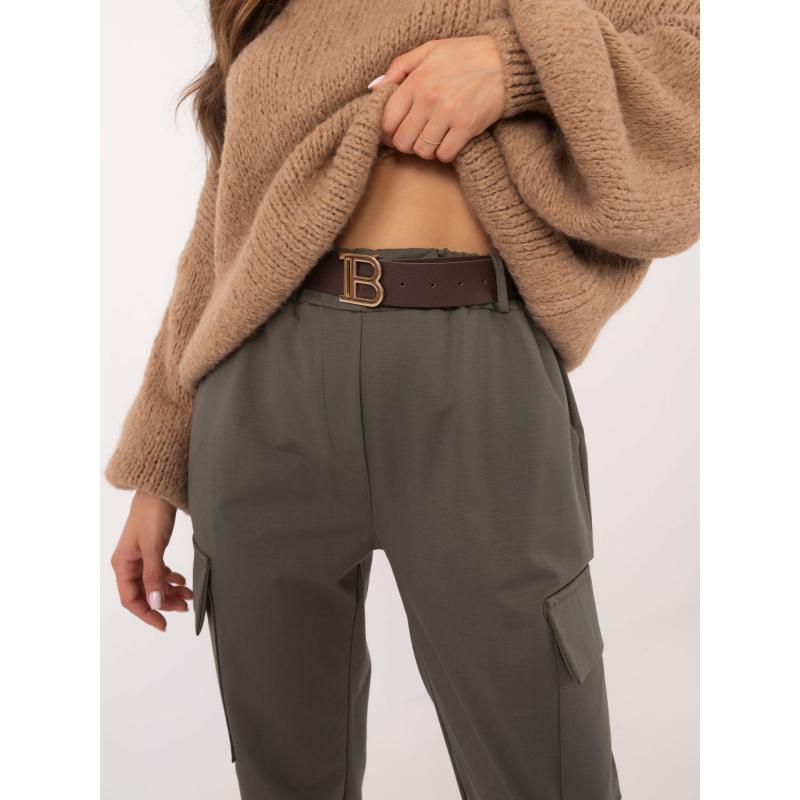 Khaki dámské cargo kalhoty s páskem OCH BELLA