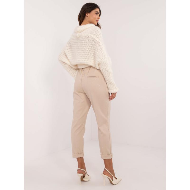 Béžové rovné kalhoty s kamínky