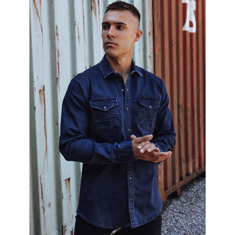 Pánská džínová košile tmavě modrá