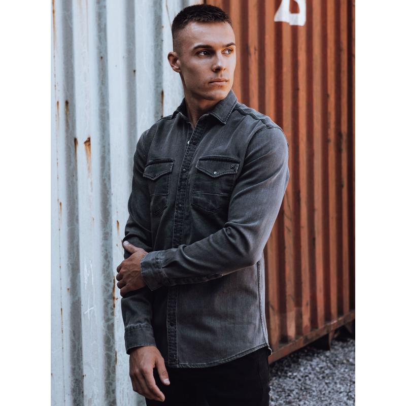 Férfi farmer ing sötétszürke