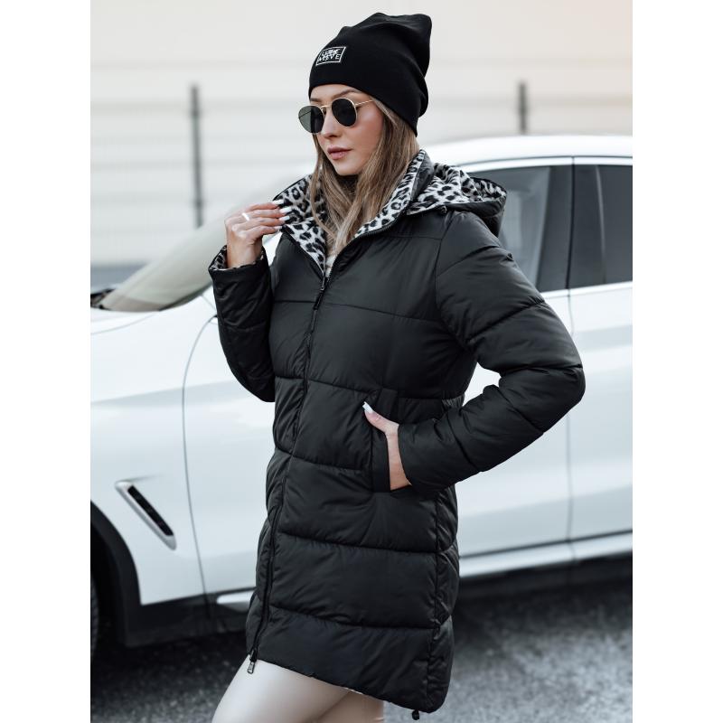 Dámská zimní bunda PURRBREEZ dlouhá prošívaná oboustranná s kapucí černá
