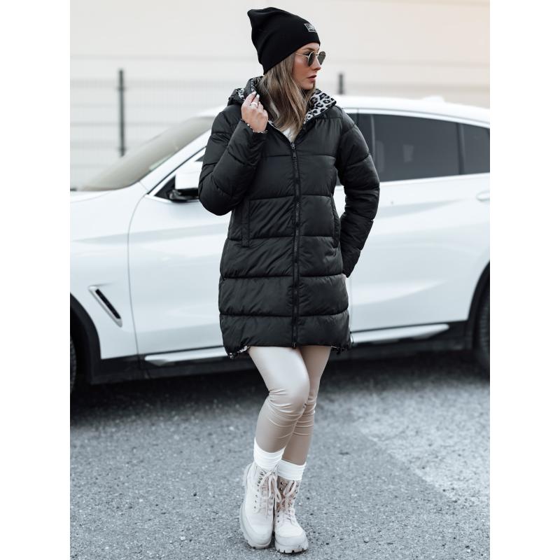 Dámská zimní bunda PURRBREEZ dlouhá prošívaná oboustranná s kapucí černá