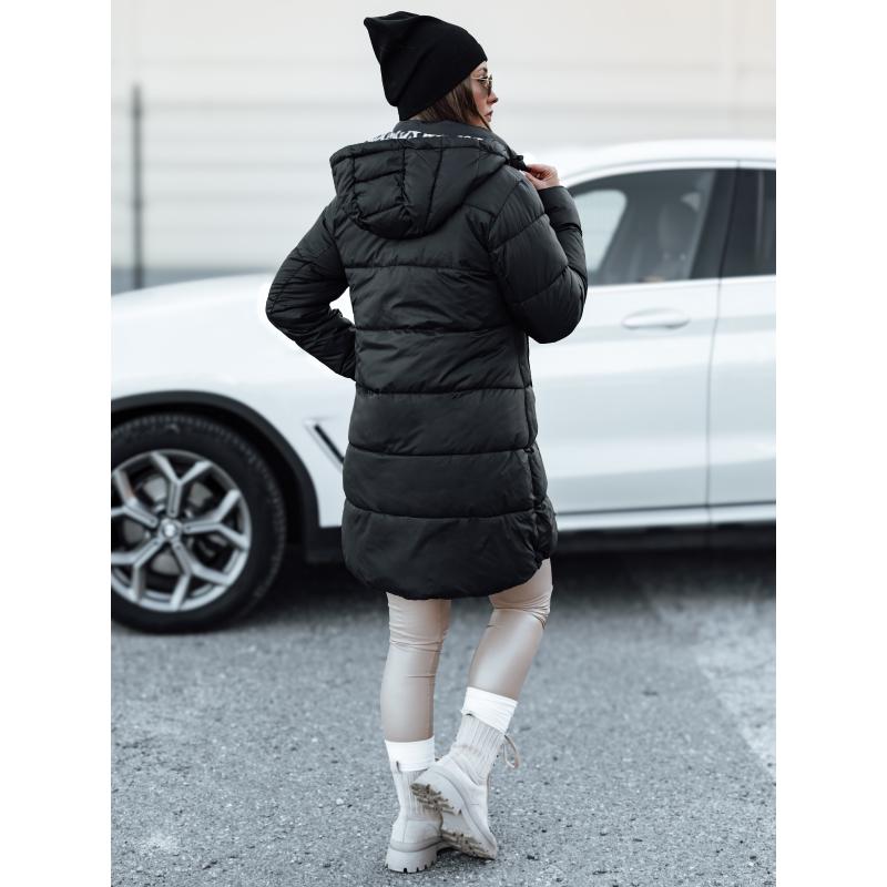 Dámská zimní bunda PURRBREEZ dlouhá prošívaná oboustranná s kapucí černá