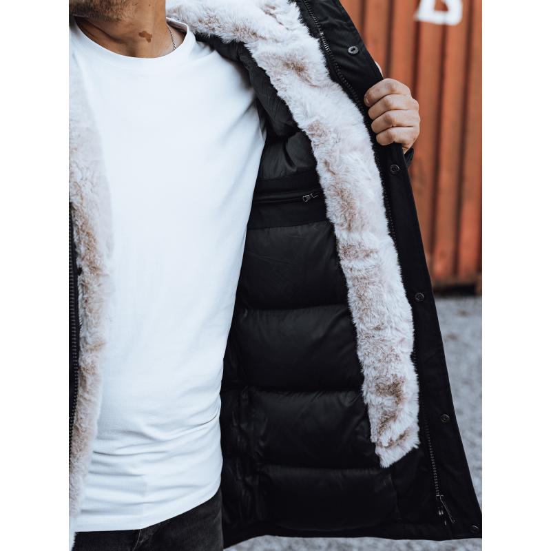 Pánská zimní bunda parka s kapucí černá