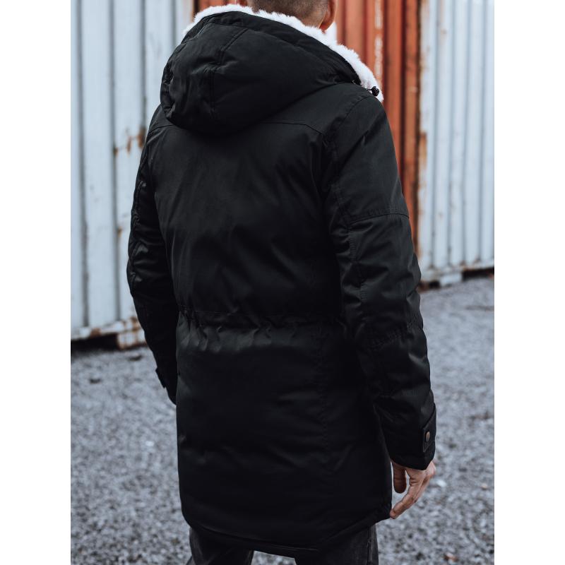 Pánská zimní bunda parka s kapucí černá