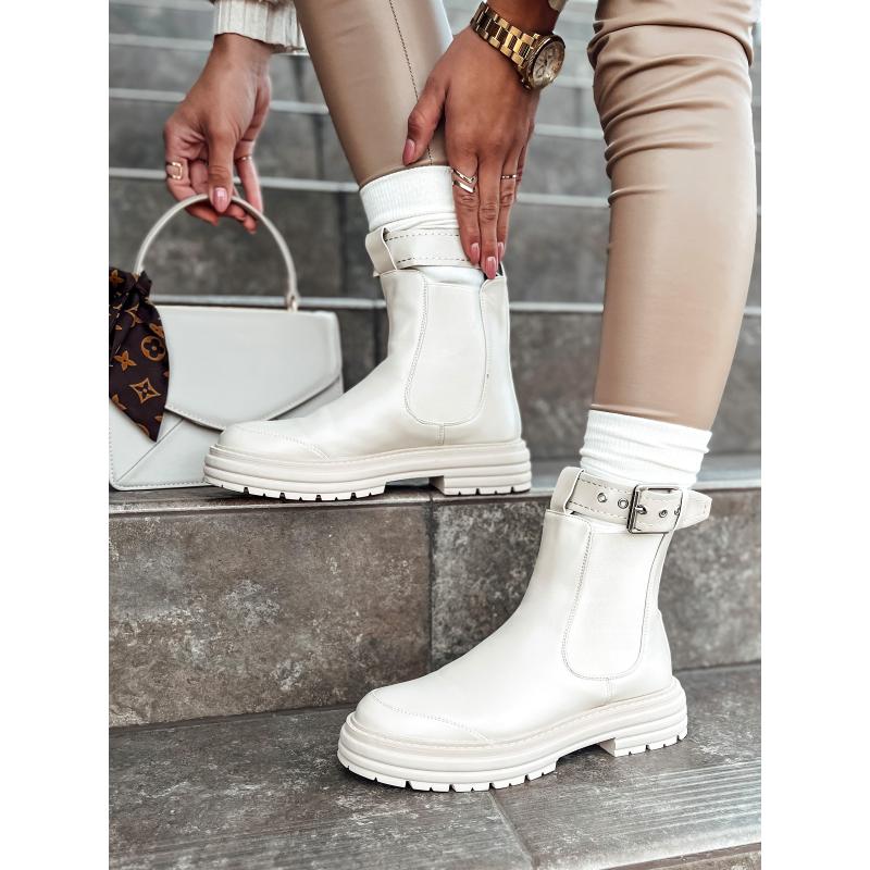 Dámské kozačky LUXIBOOTS s platformou béžové