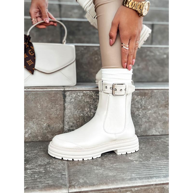 Dámské kozačky LUXIBOOTS s platformou béžové