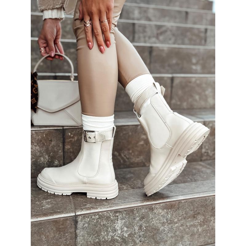 Dámské kozačky LUXIBOOTS s platformou béžové