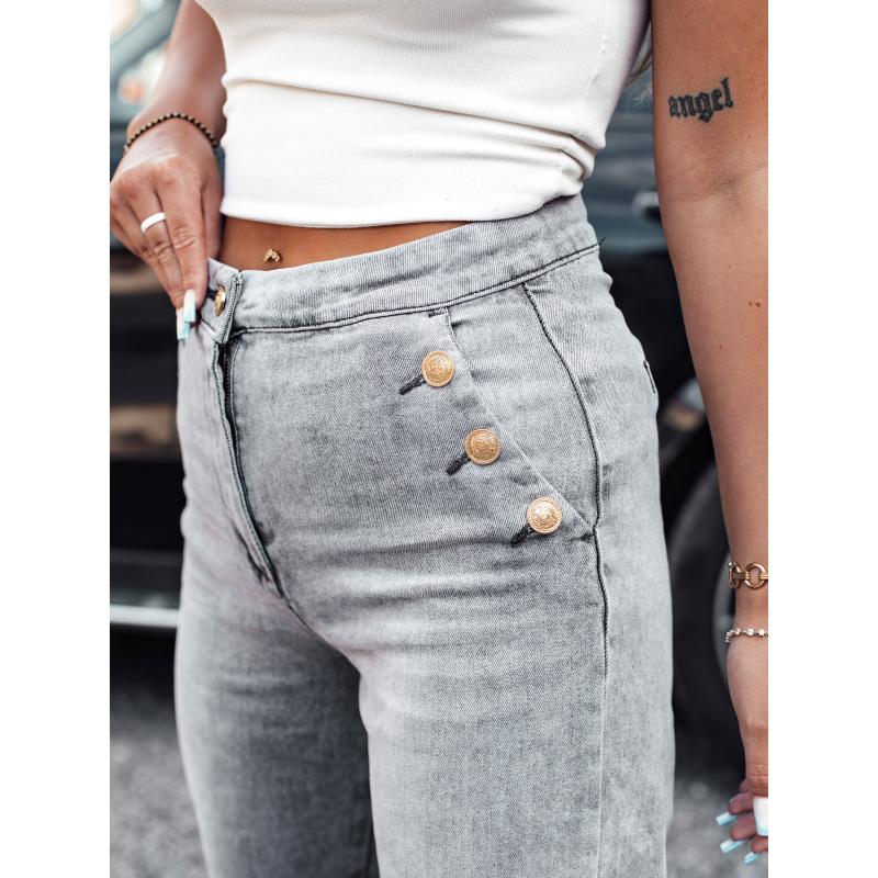 Dámské džíny s vysokým pasem ZIPELLA široké šedé