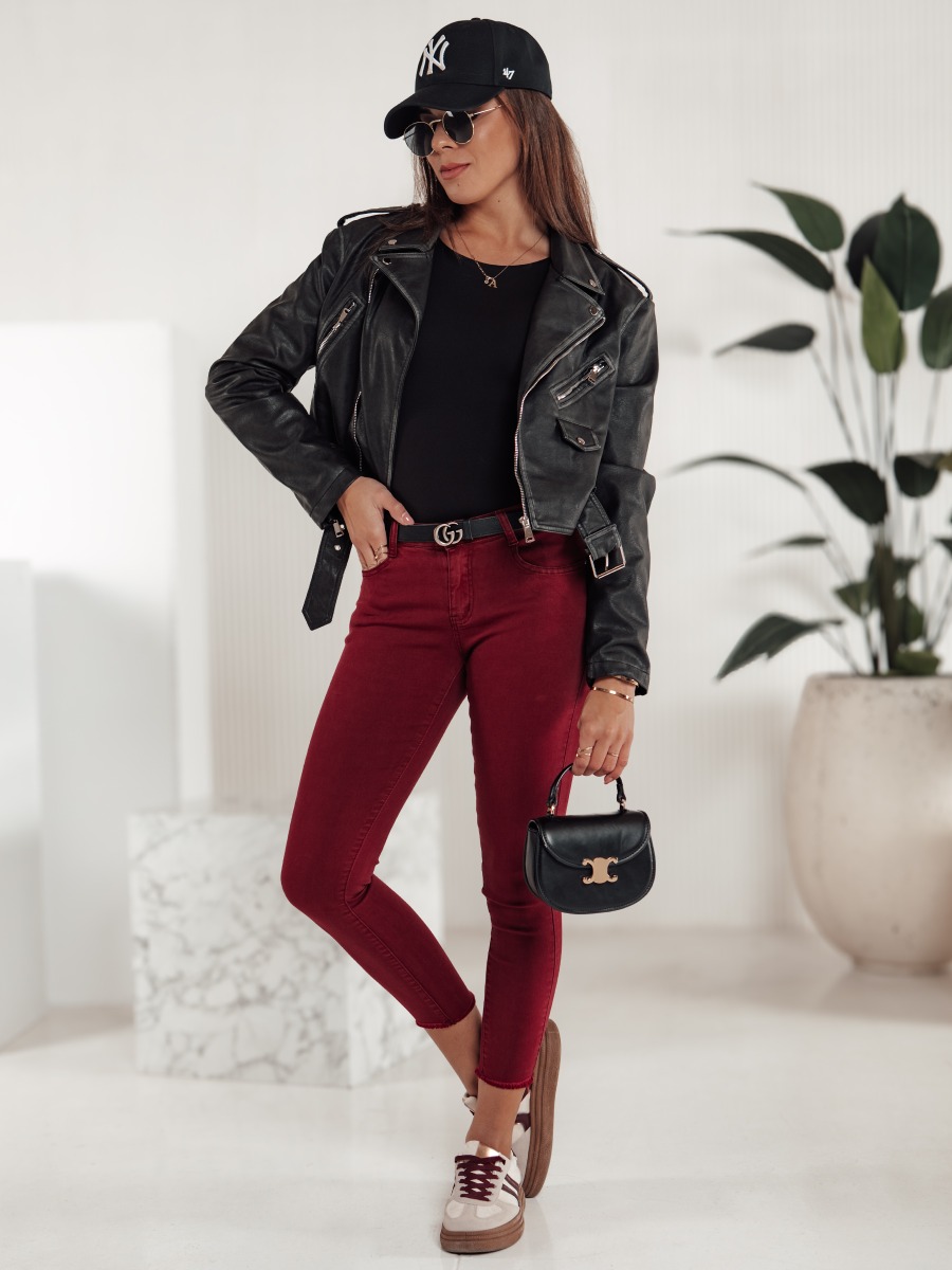 Dámske úzke džínsy BRITTNIX burgundy