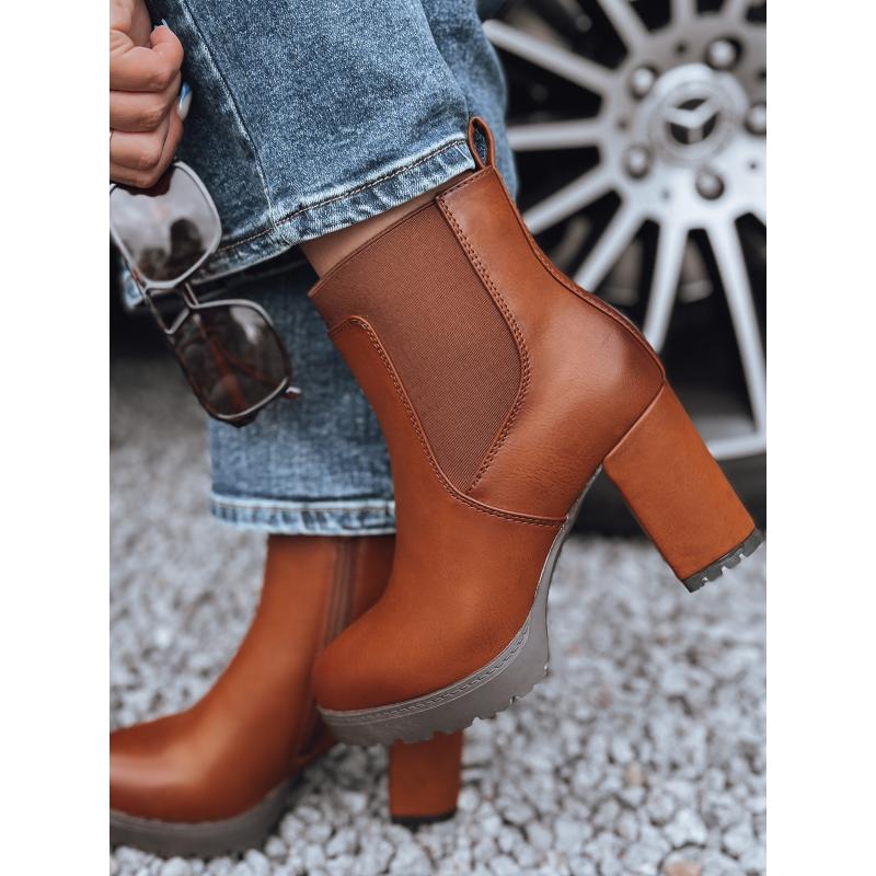 Dámské kozačky ROCKSTEP na vysokém podpatku velbloudí barvy