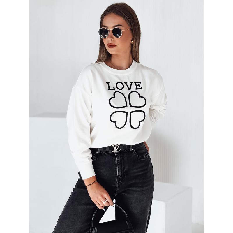 Dámský svetr s potiskem CLOVER bílý