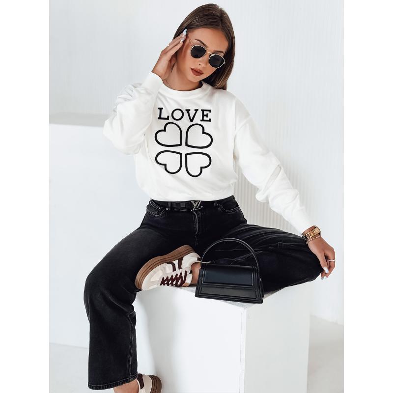 Dámský svetr s potiskem CLOVER bílý