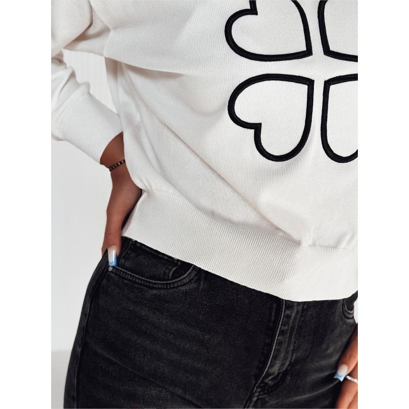 Dámský svetr s potiskem CLOVER bílý