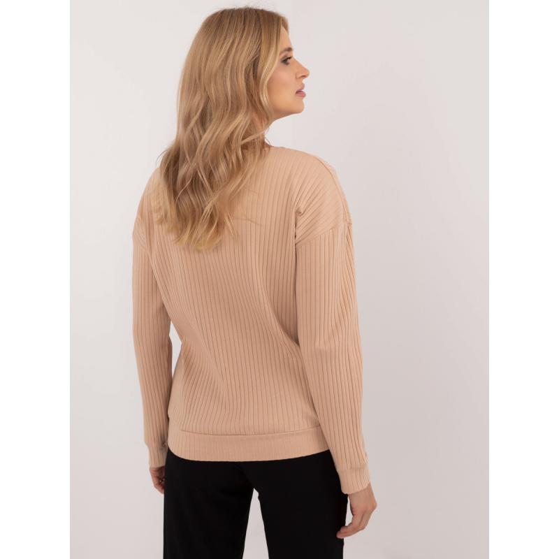 Teve színű blúz leopárdmintás betétekkel