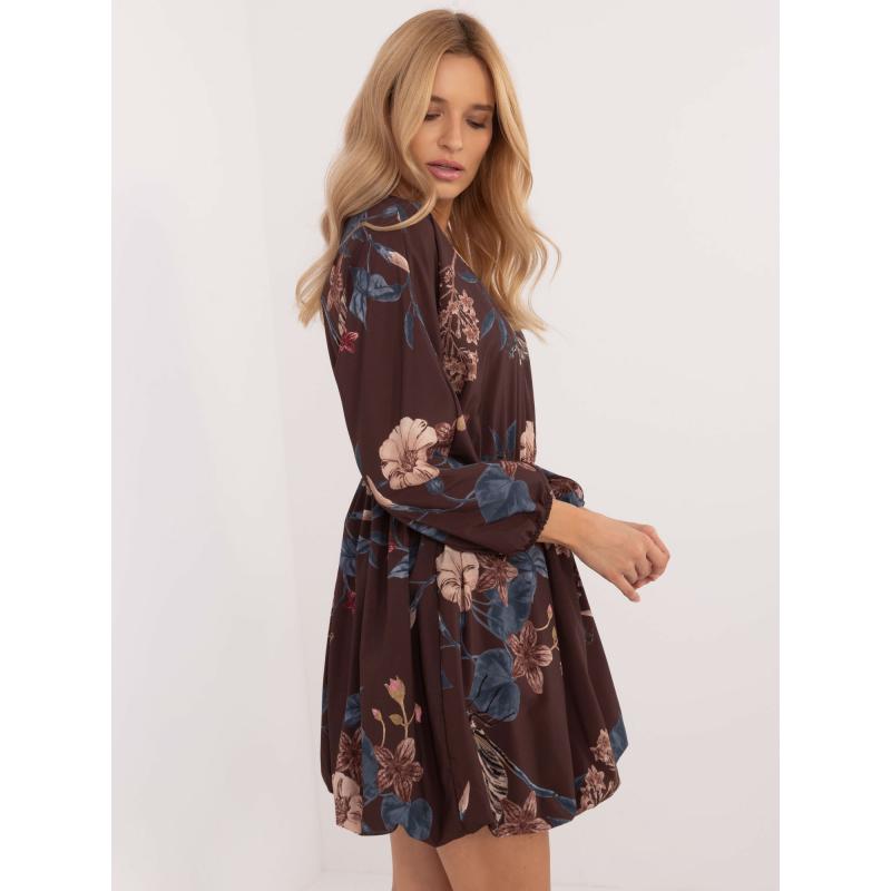 Barna miniruha virágmintával